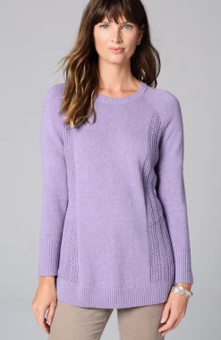 Textured-Sides Crew-Neck Sweater