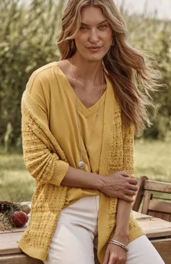 Textured-Stitch Open-Front Cardi
