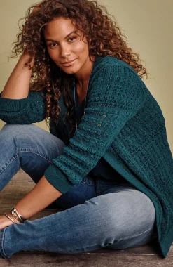 Textured-Stitch Open-Front Cardi