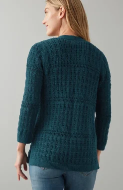 Textured-Stitch Open-Front Cardi