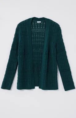 Textured-Stitch Open-Front Cardi