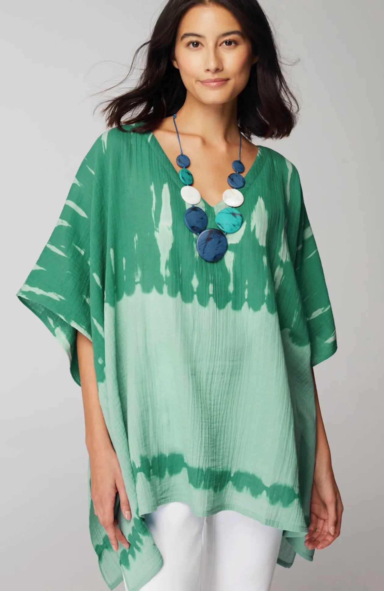 Tie-Dye Cotton-Gauze Poncho