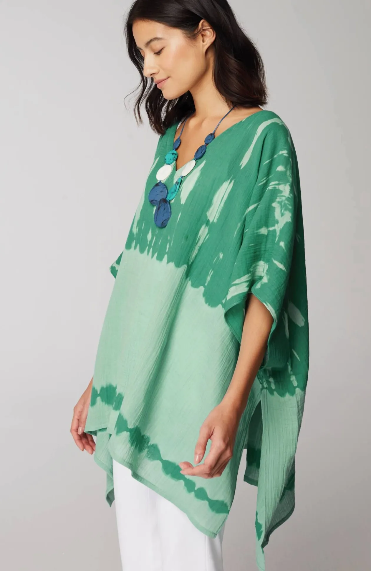 Tie-Dye Cotton-Gauze Poncho