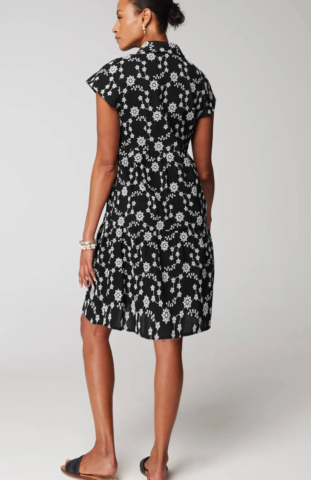 Tiered Embroidery Shirtdress