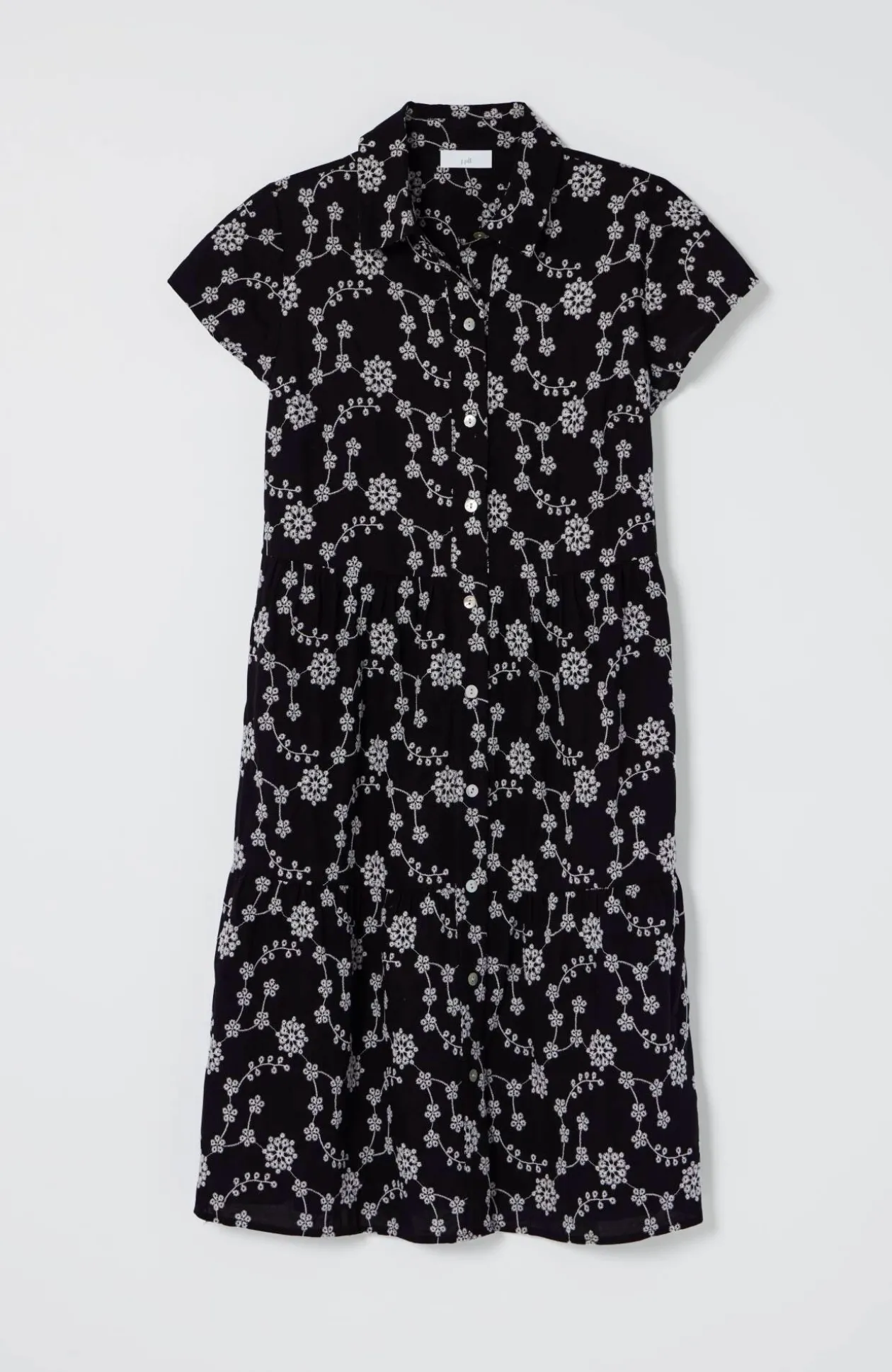 Tiered Embroidery Shirtdress