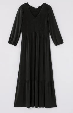 Tiered Flounced-Hem Midi Dress