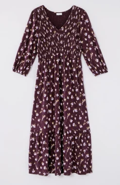 Tiered Flounced-Hem Midi Dress