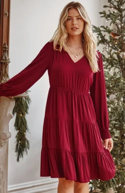 Tiered Smocked-Sleeve Dress