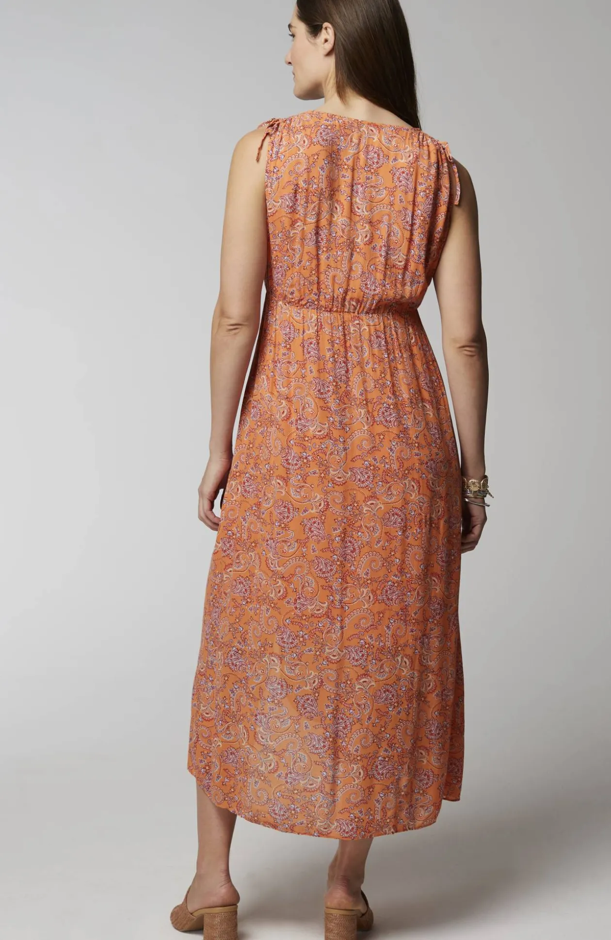 Tie-Shoulder Faux-Wrap Dress