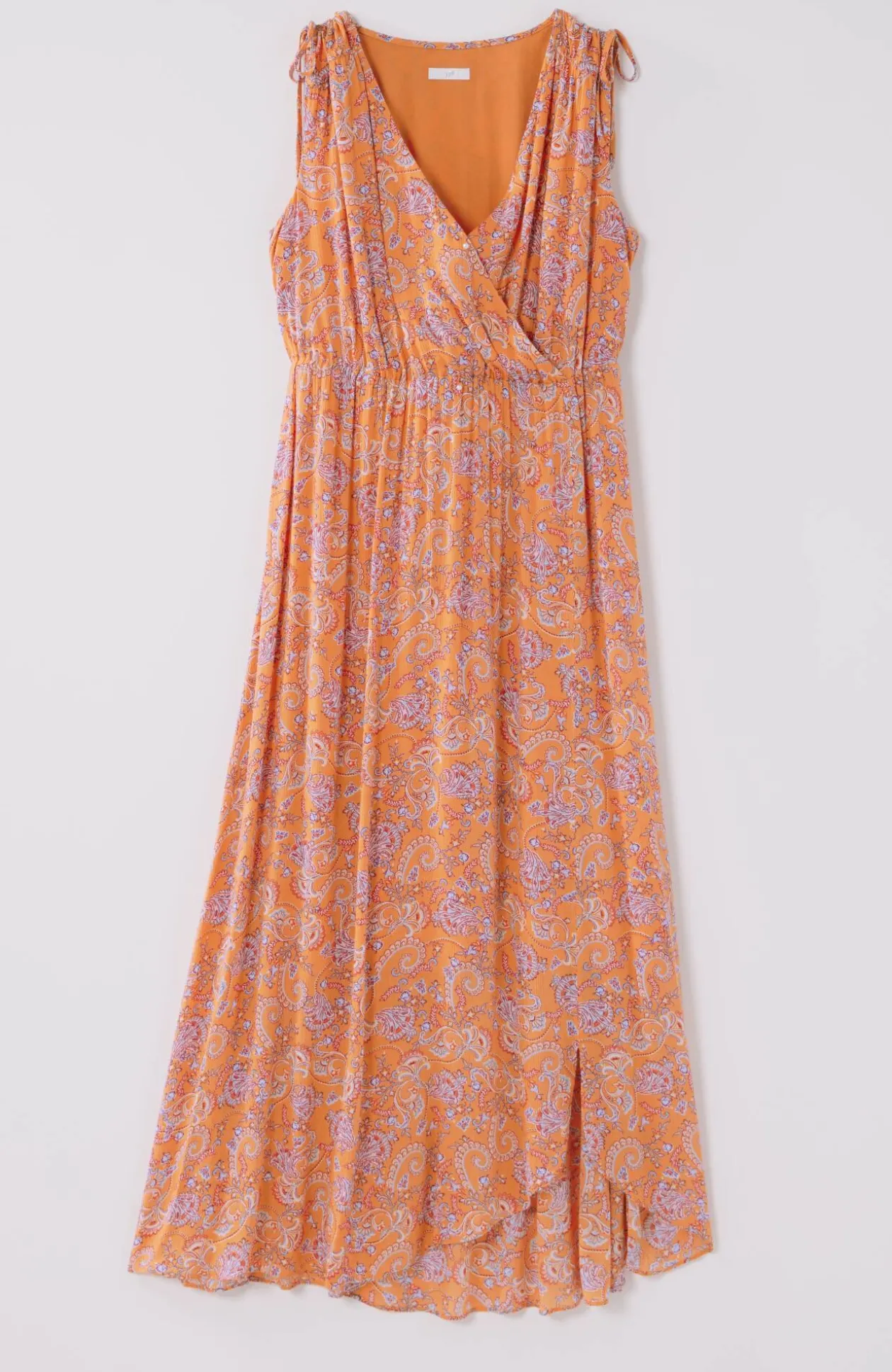 Tie-Shoulder Faux-Wrap Dress