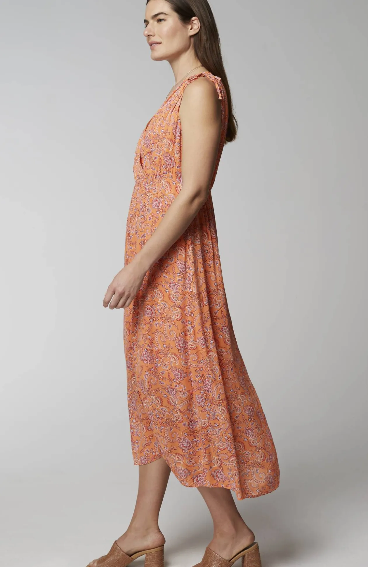 Tie-Shoulder Faux-Wrap Dress