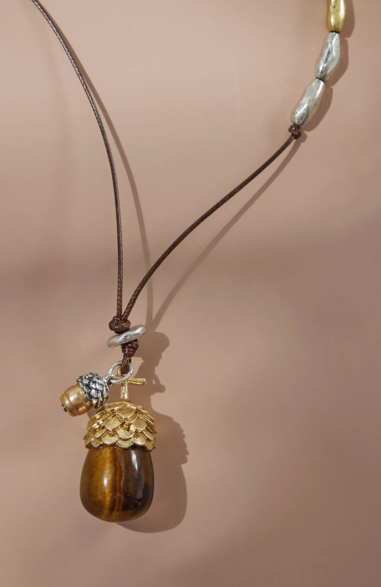 Tiger's-Eye Acorn Pendant
