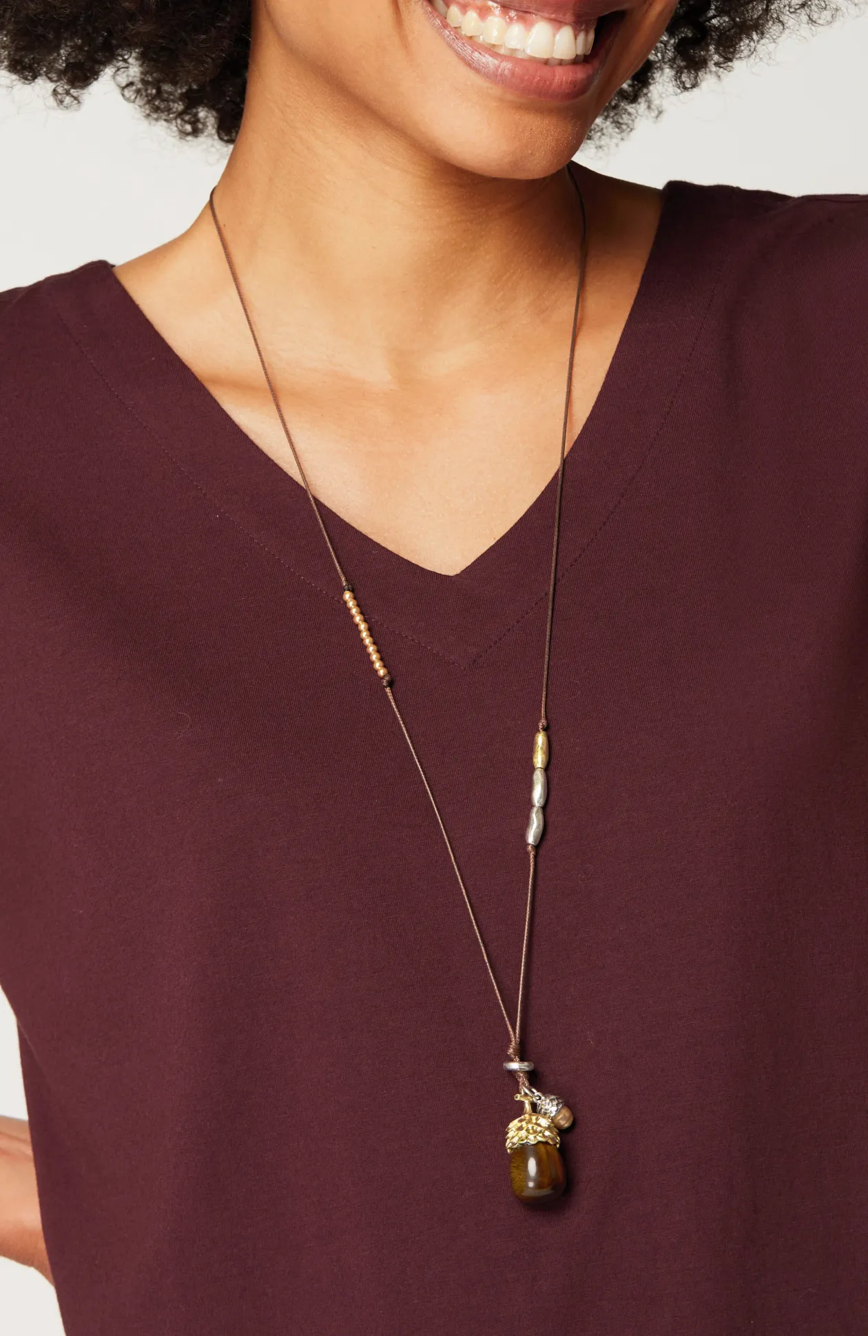 Tiger's-Eye Acorn Pendant