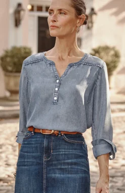 Trimmed Indigo Top
