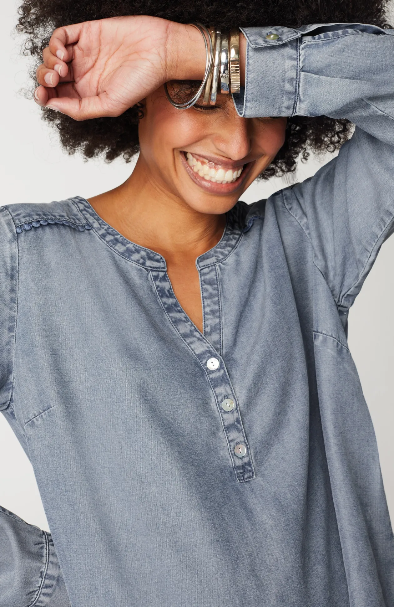 Trimmed Indigo Top