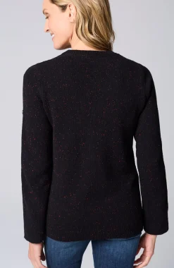 Tweed Buttoned-Sleeve Sweater