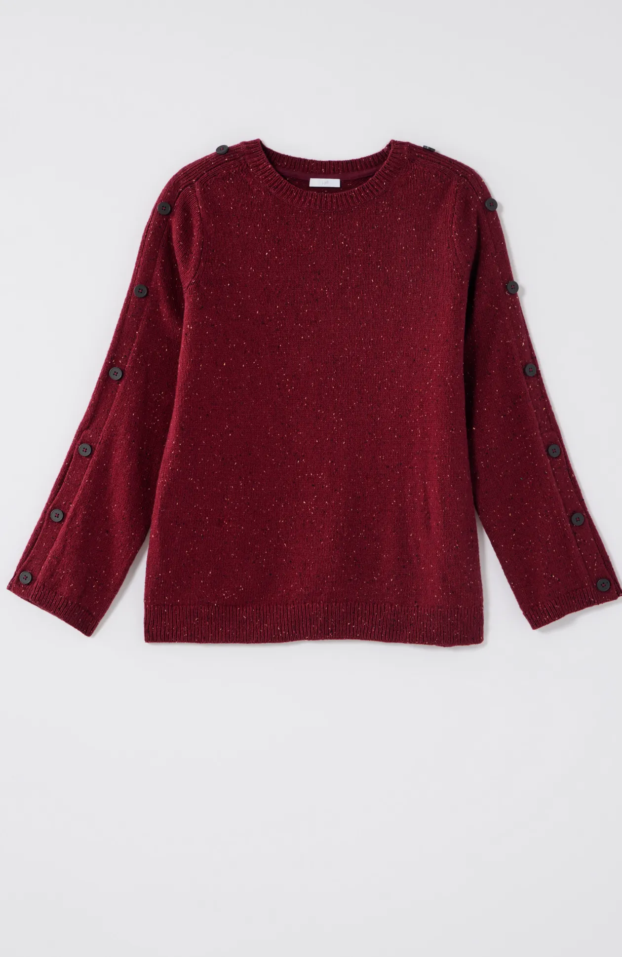 Tweed Buttoned-Sleeve Sweater