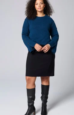 Tweed Buttoned-Sleeve Sweater