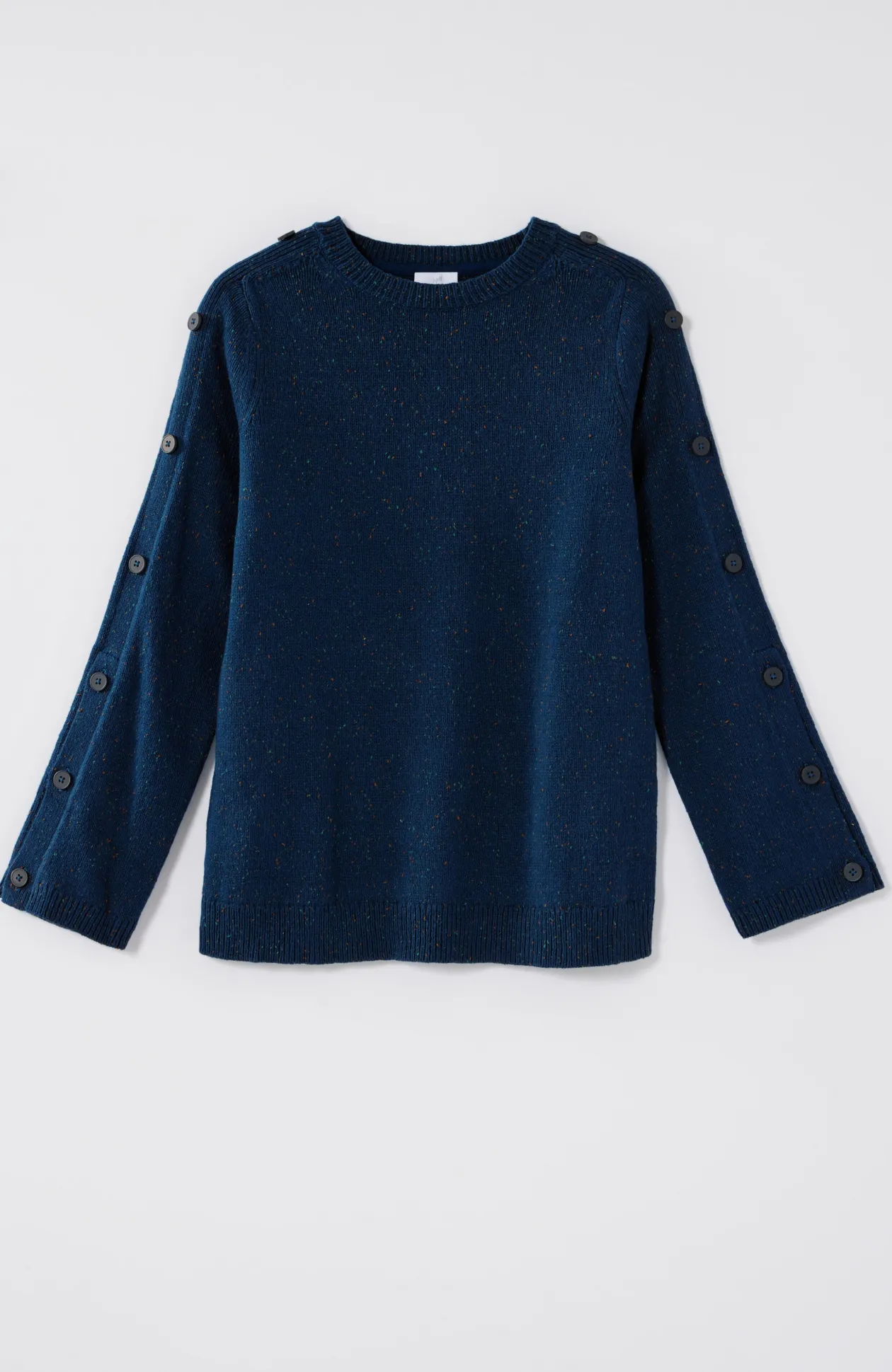 Tweed Buttoned-Sleeve Sweater