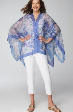 Two-Way Paisley-Printed Poncho