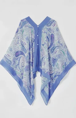 Two-Way Paisley-Printed Poncho