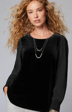 Velour Mixed-Media Top