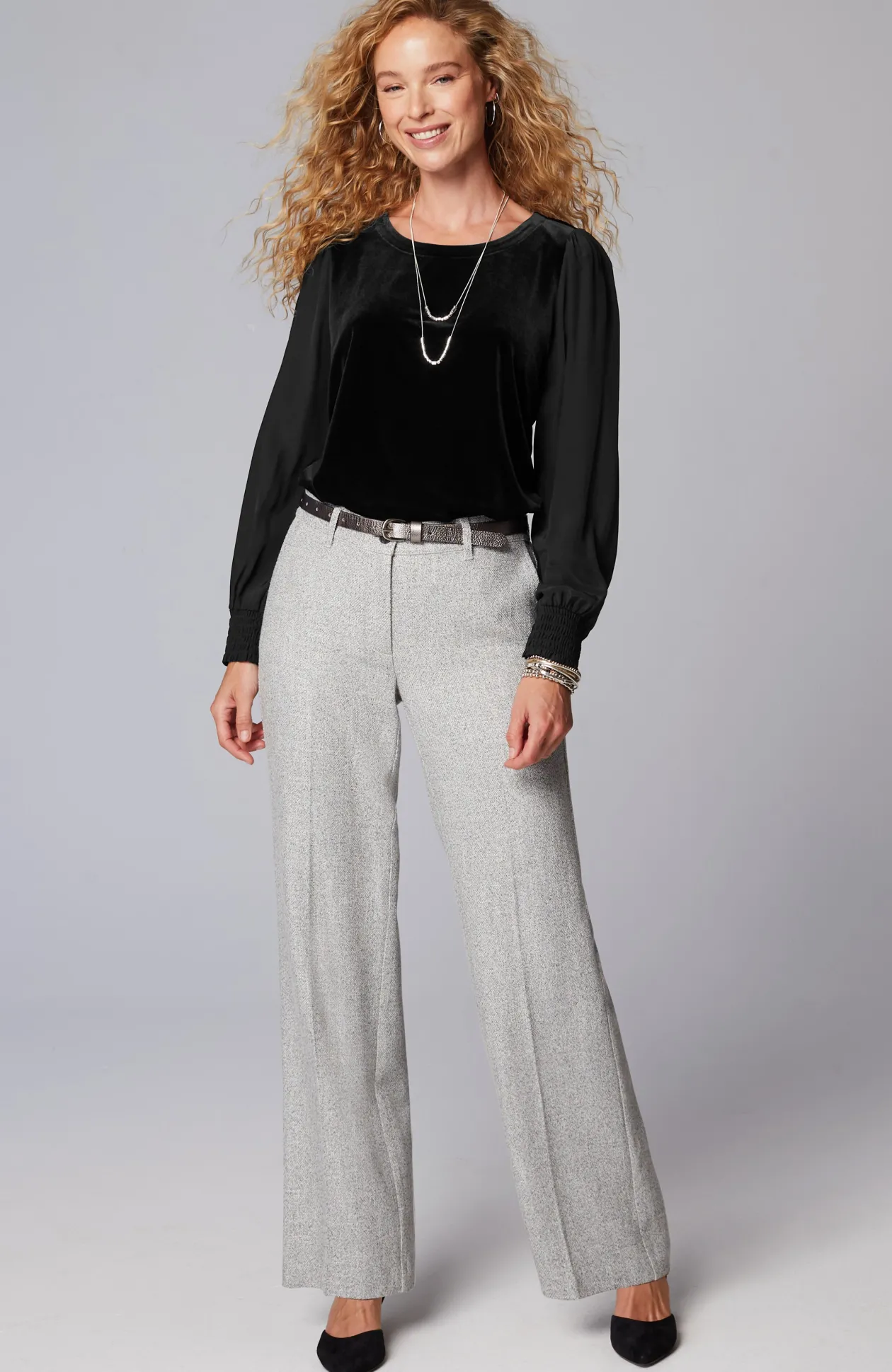 Velour Mixed-Media Top