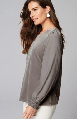 Velour Mixed-Media Top