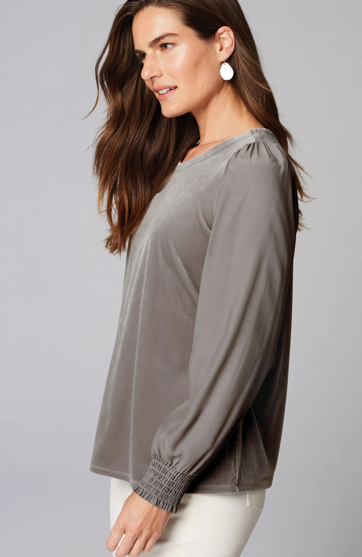 Velour Mixed-Media Top
