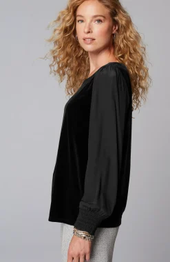 Velour Mixed-Media Top