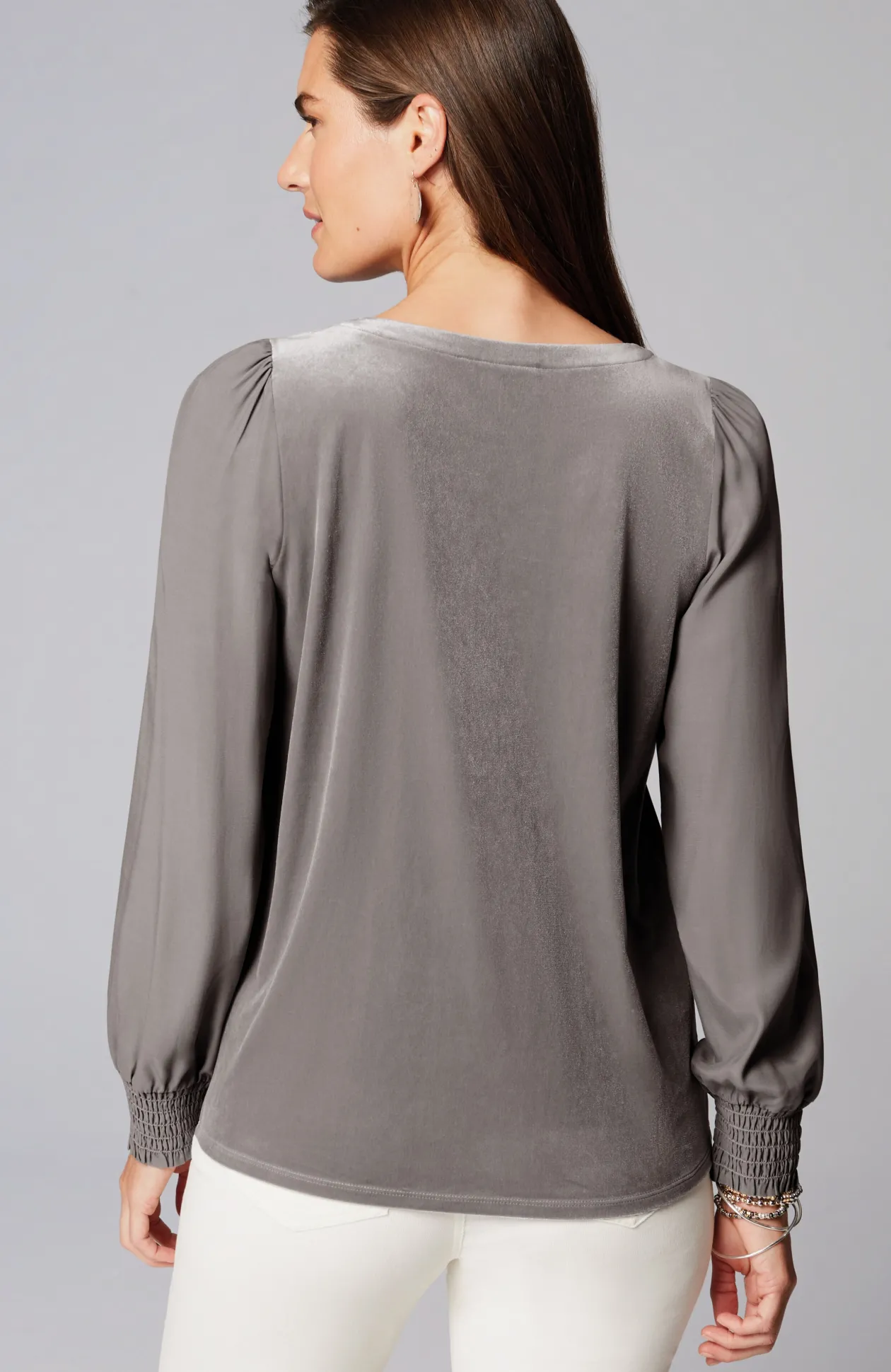 Velour Mixed-Media Top
