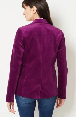 Velveteen Stretch Curved-Hem Blazer