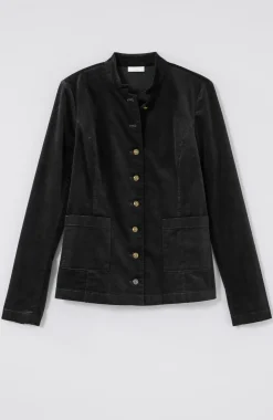 Velveteen-Stretch Military Jacket