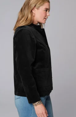 Velveteen-Stretch Military Jacket