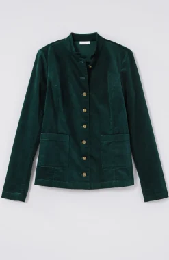 Velveteen-Stretch Military Jacket