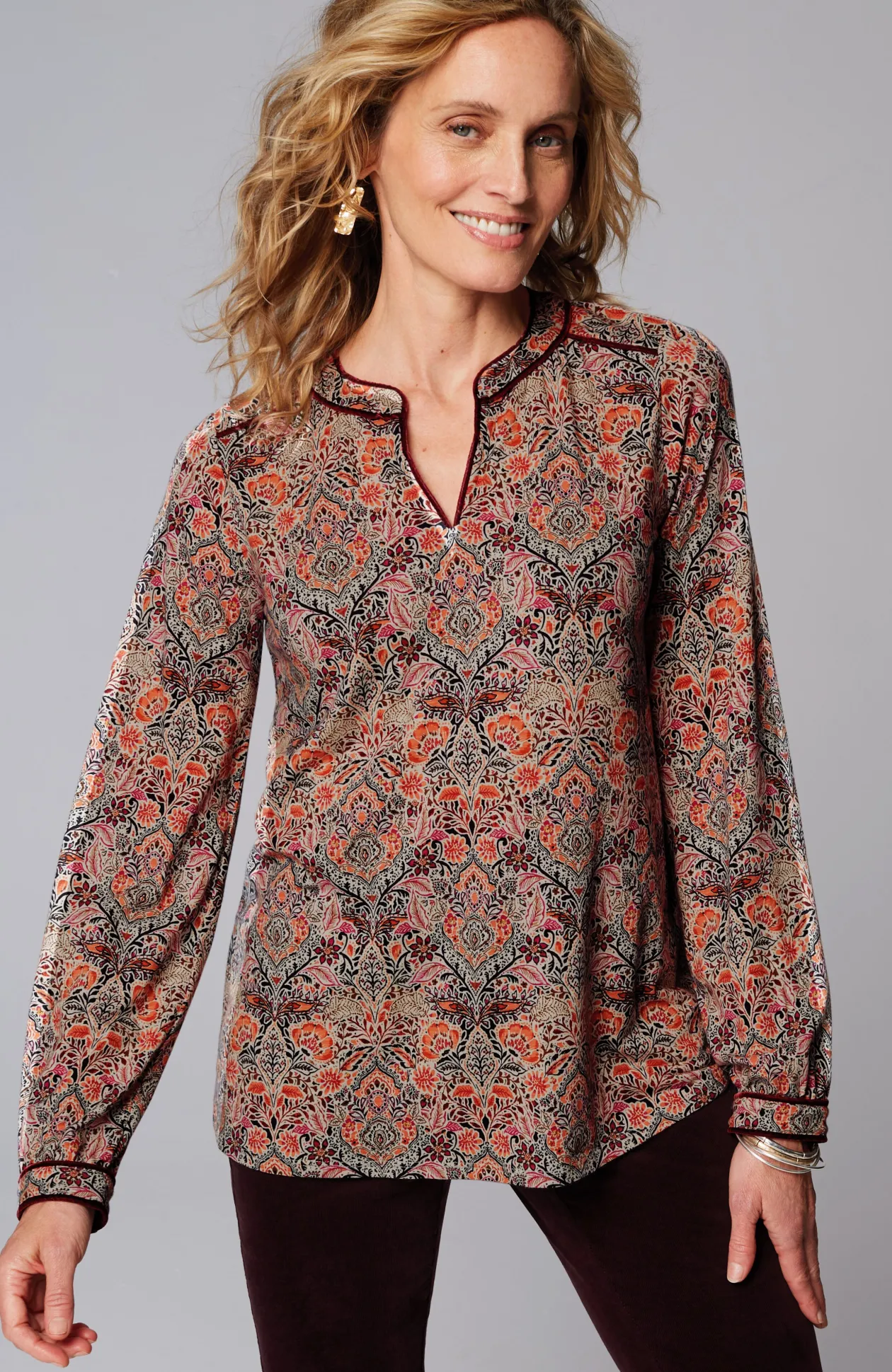 Velvet-Piped Top