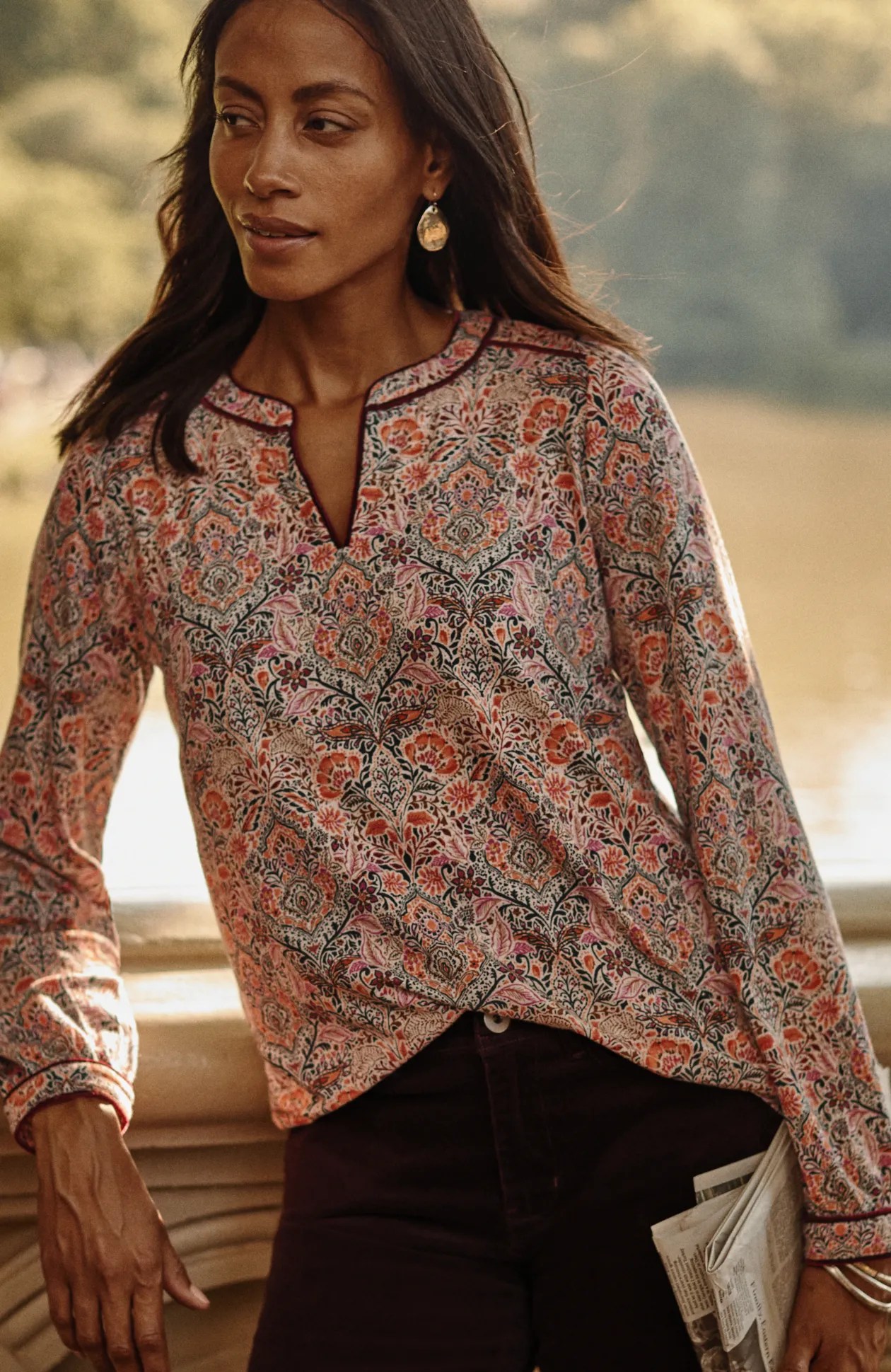 Velvet-Piped Top