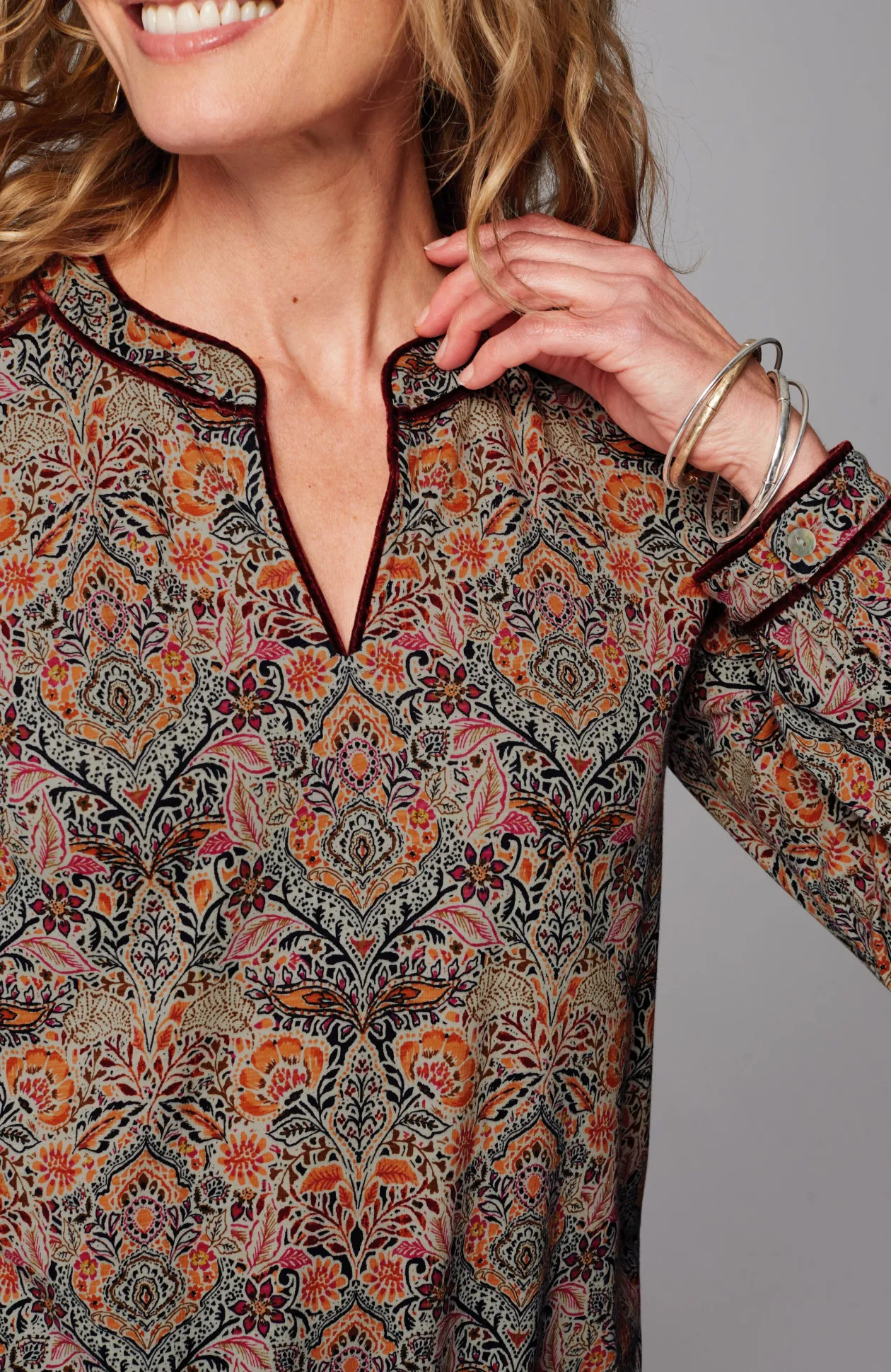 Velvet-Piped Top