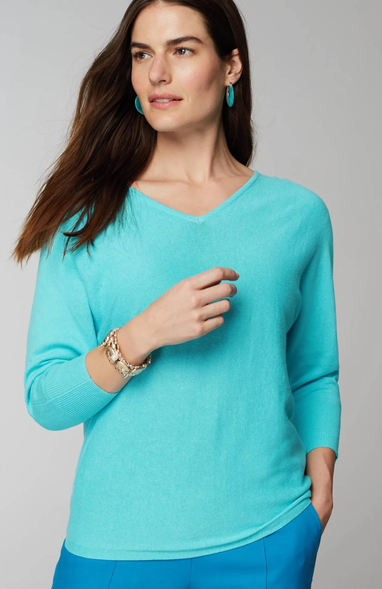 V-Neck Dolman Pullover Sweater