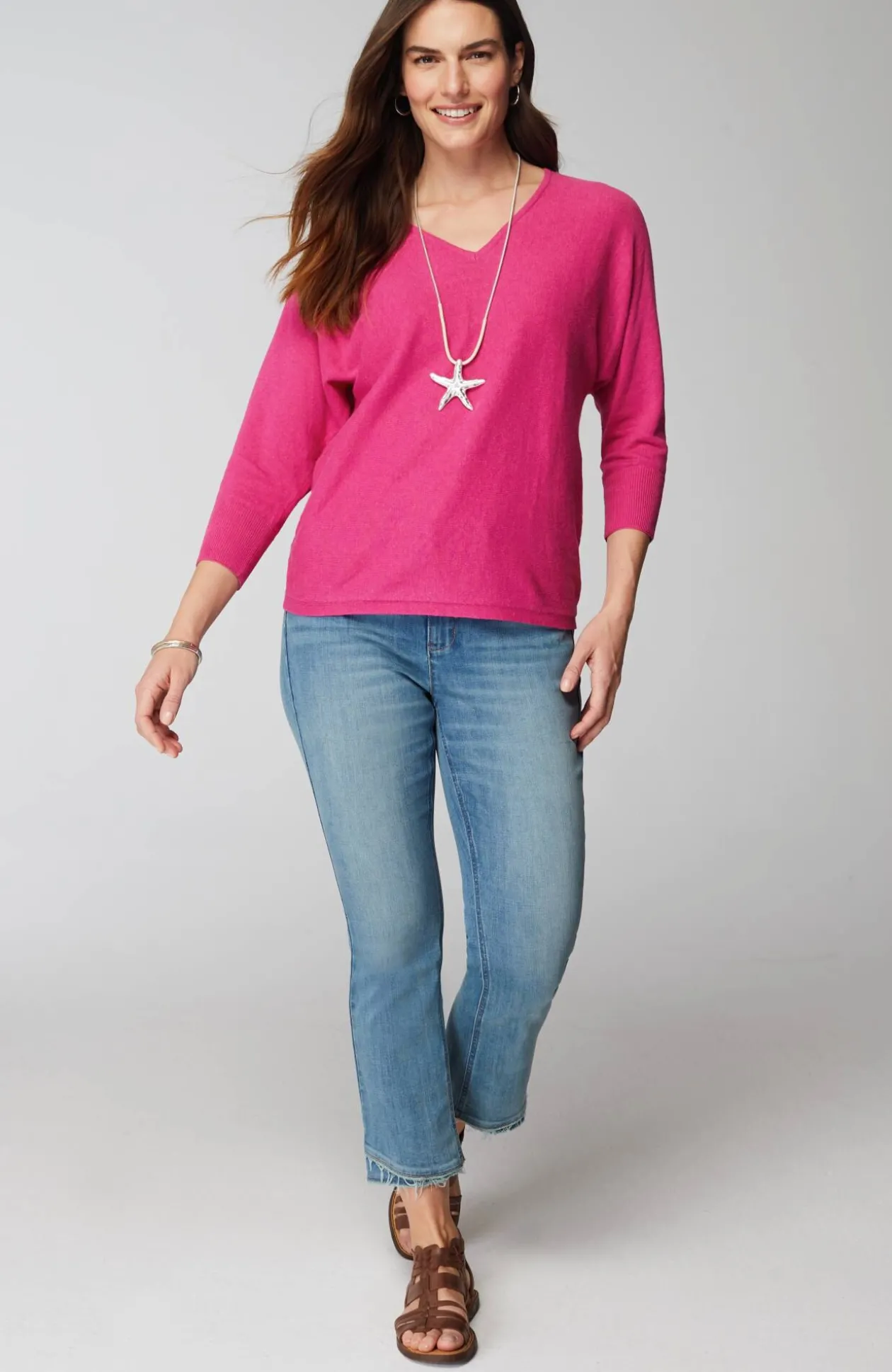 V-Neck Dolman Pullover Sweater