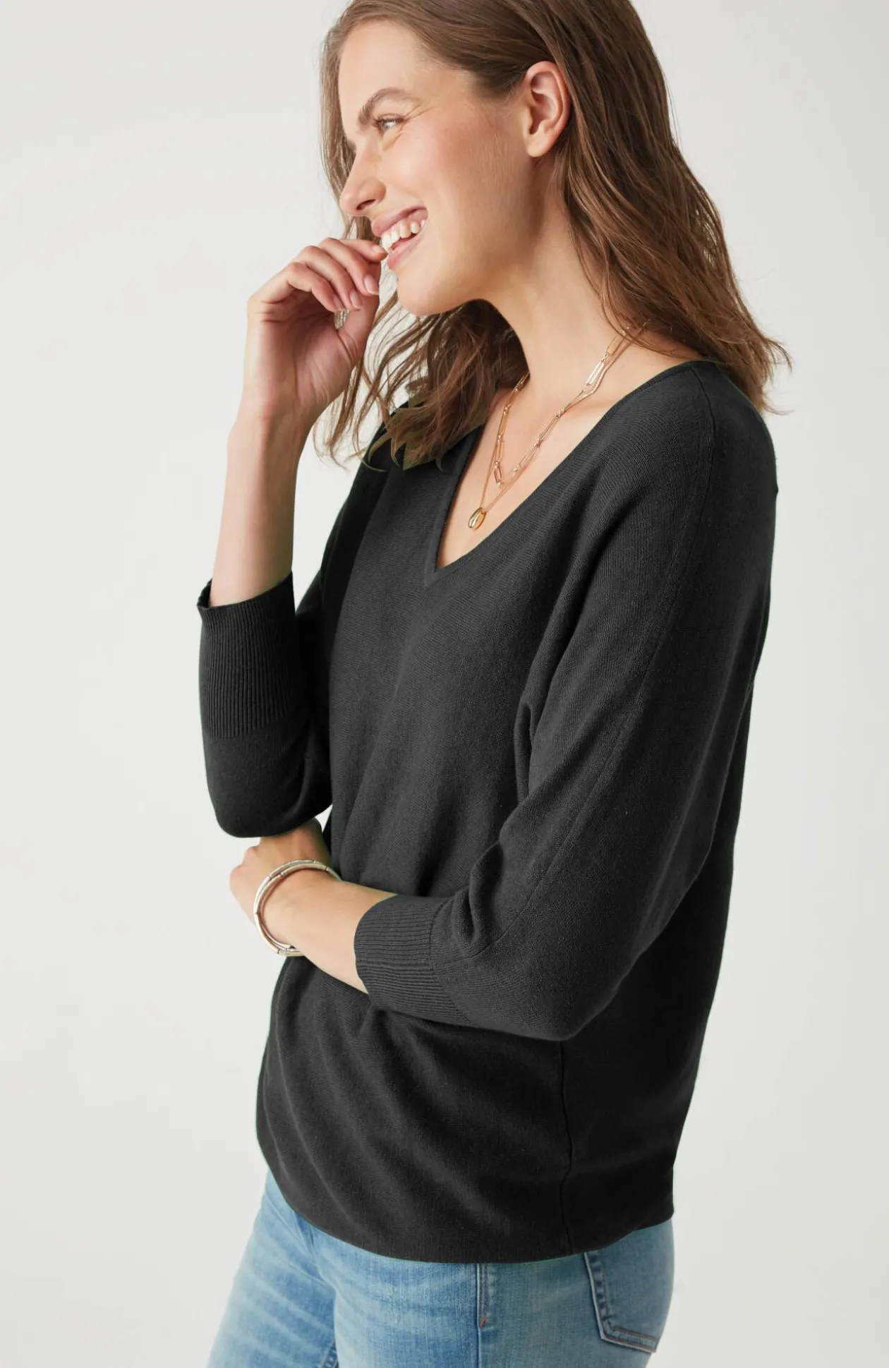 V-Neck Dolman Pullover Sweater