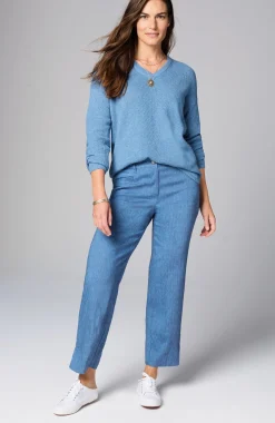 Waffle-Textured V-Neck Pullover