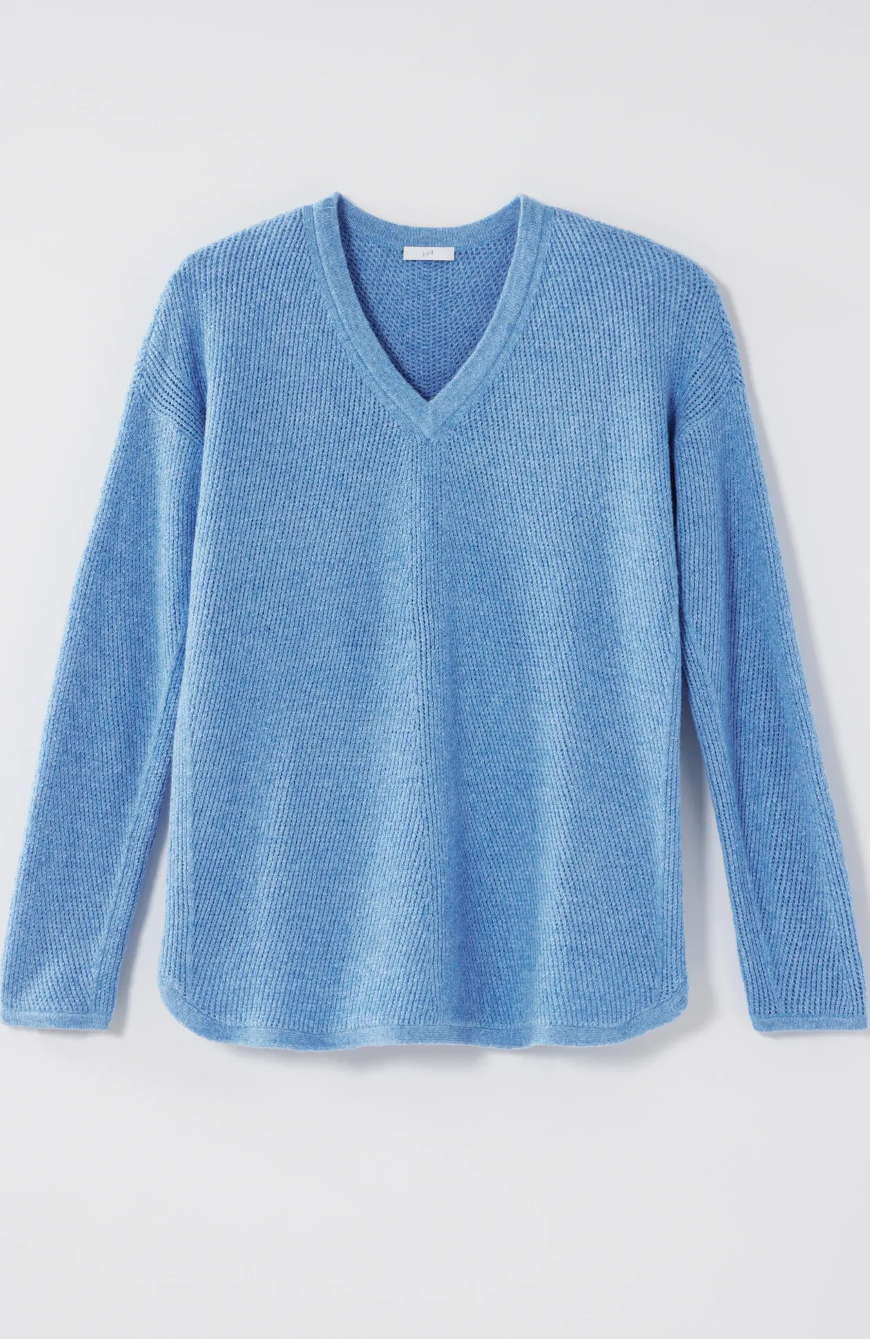 Waffle-Textured V-Neck Pullover