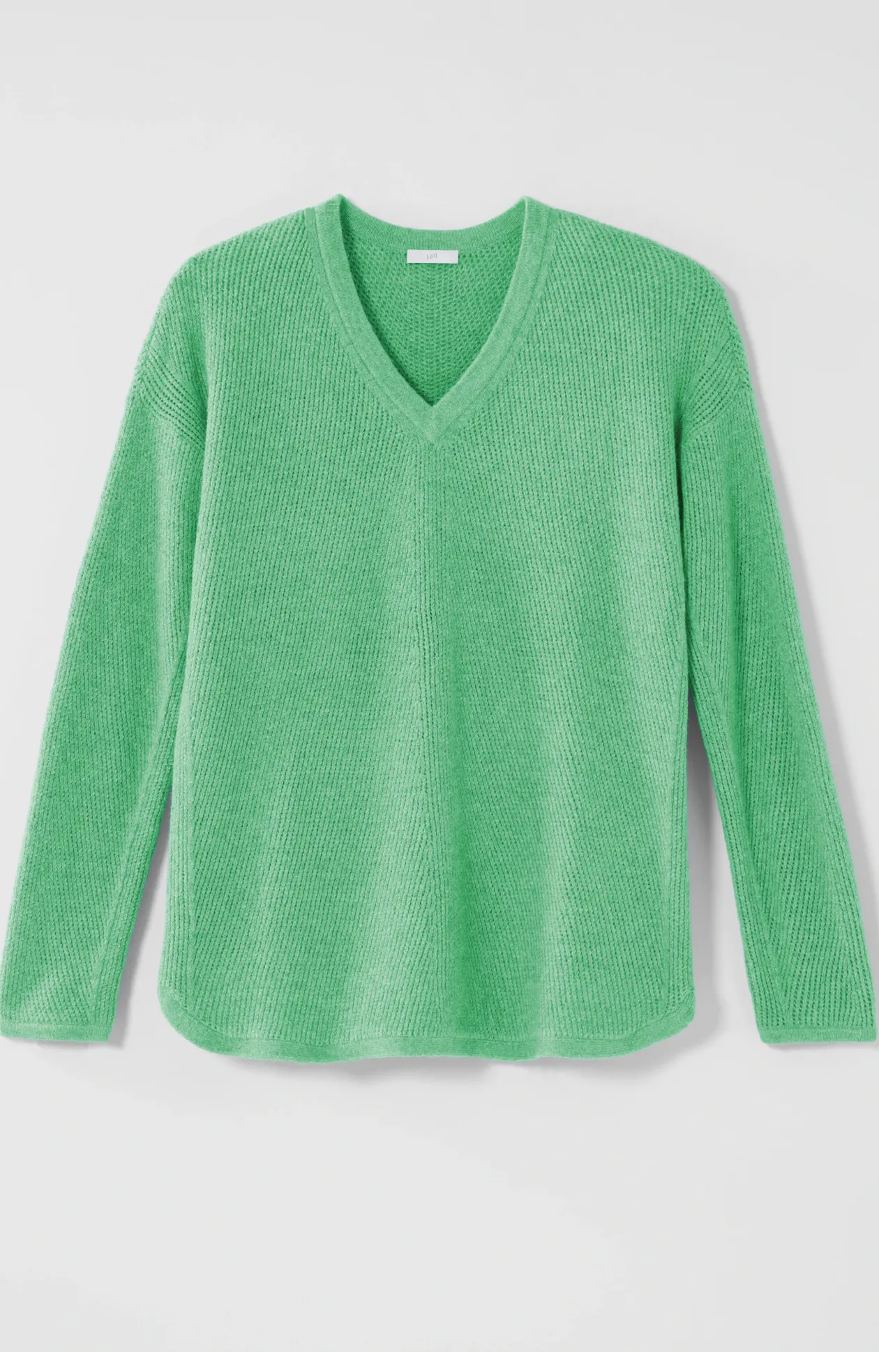 Waffle-Textured V-Neck Pullover