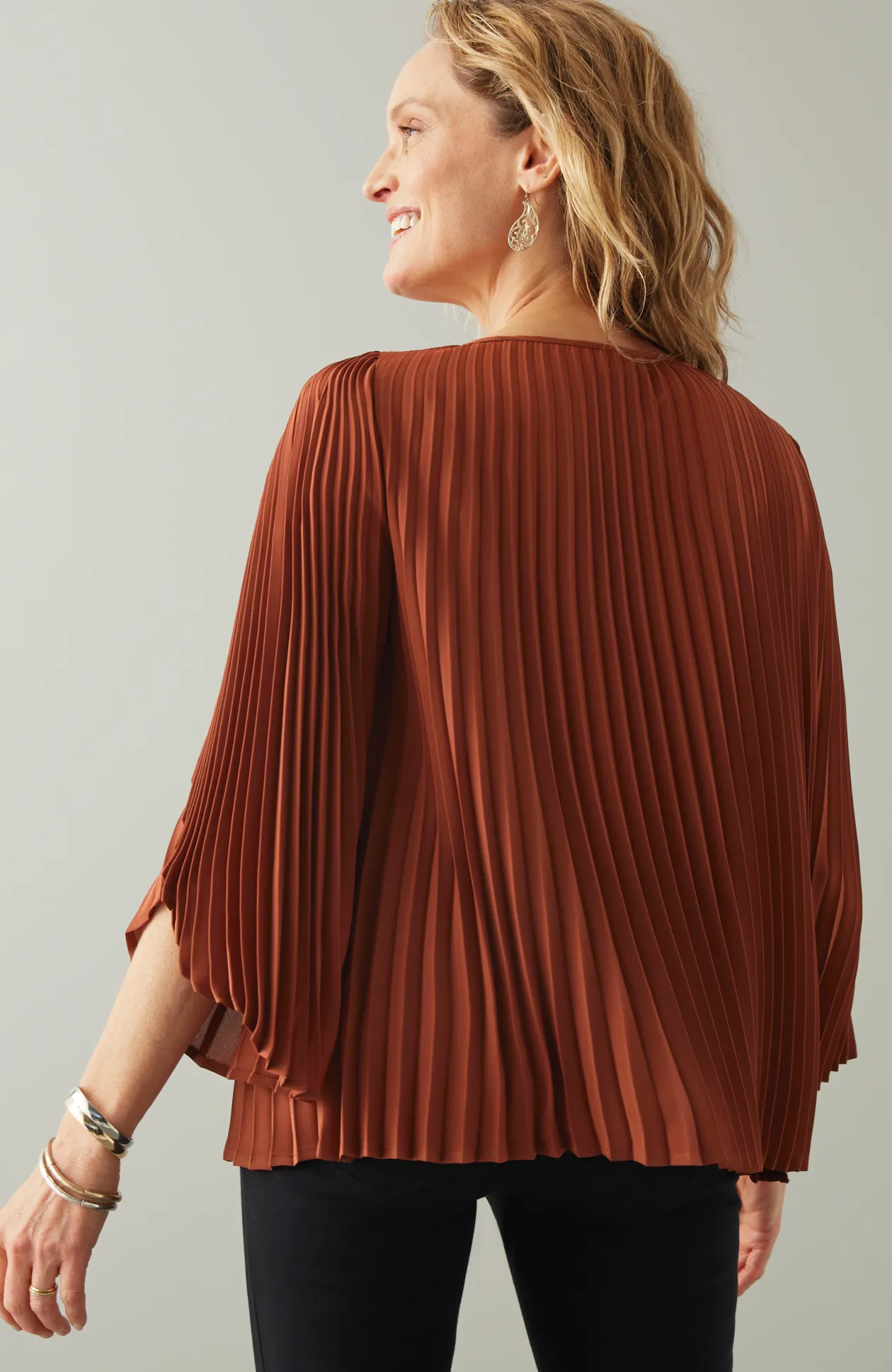 Wearever Boat-Neck Pleated Top