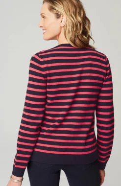 Wearever Button-Front Striped Cardi