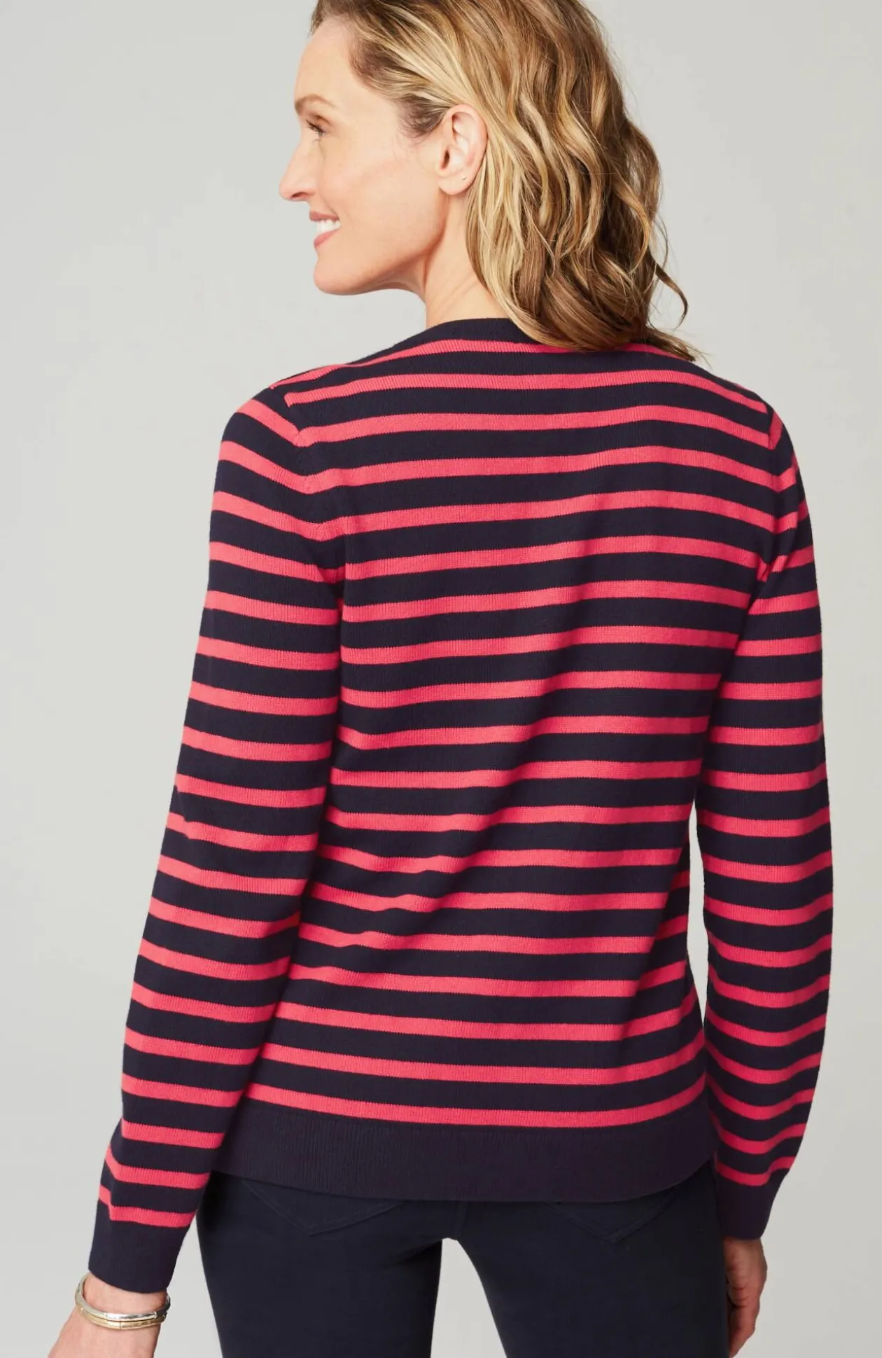 Wearever Button-Front Striped Cardi