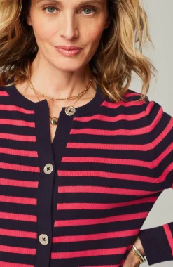 Wearever Button-Front Striped Cardi