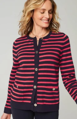 Wearever Button-Front Striped Cardi