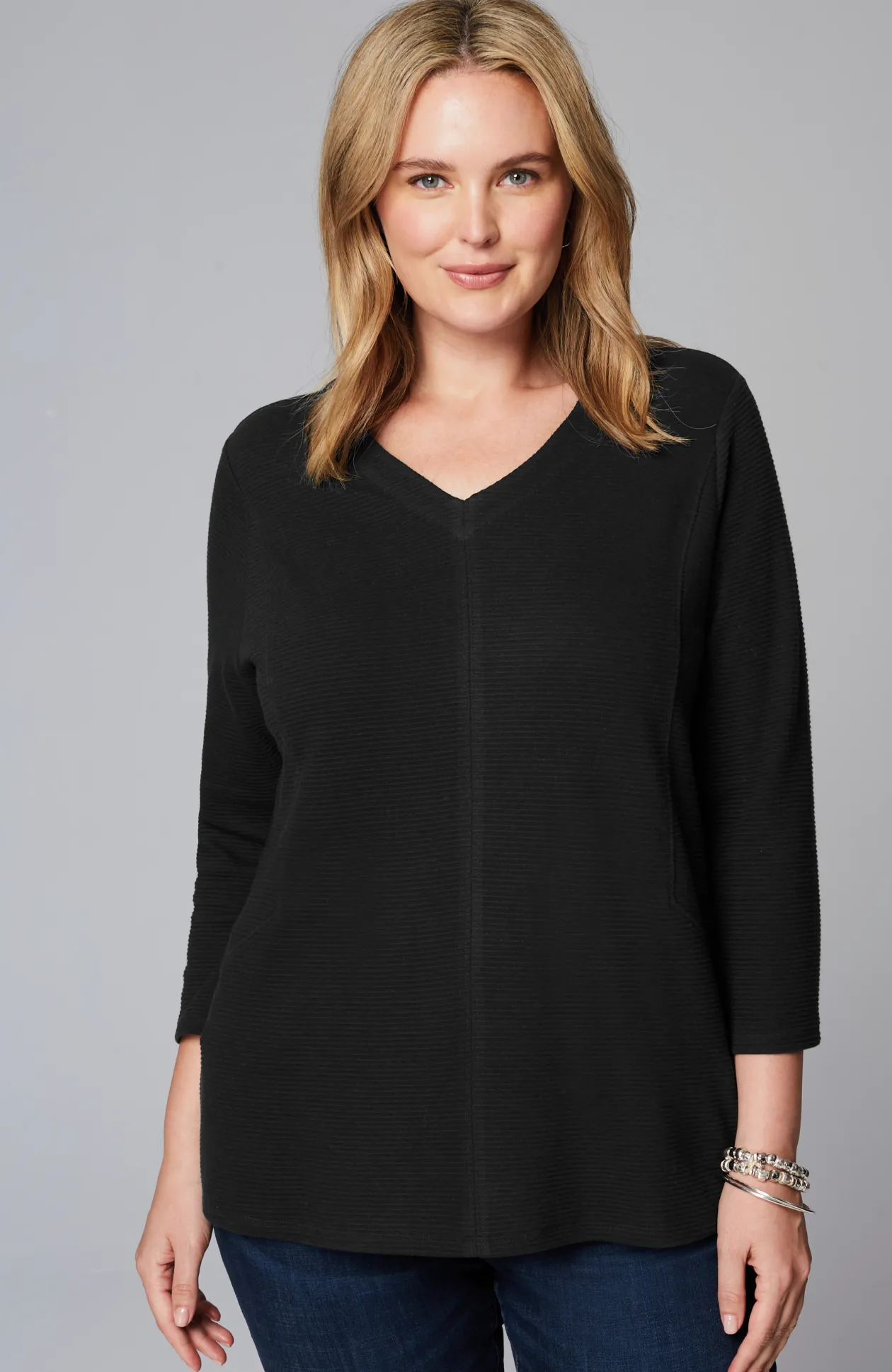 Wearever Double V-Neck Ottoman Top
